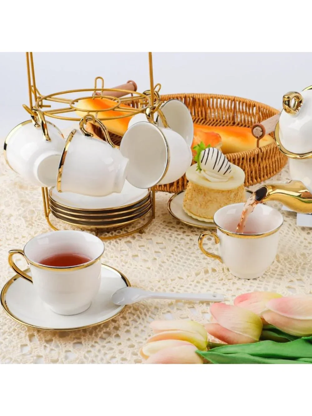 Elegant Porcelain Tea Set - European Ceramic Cups & Saucers for Parties & Gifts